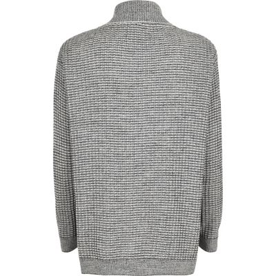 Boys grey knitted open cardigan